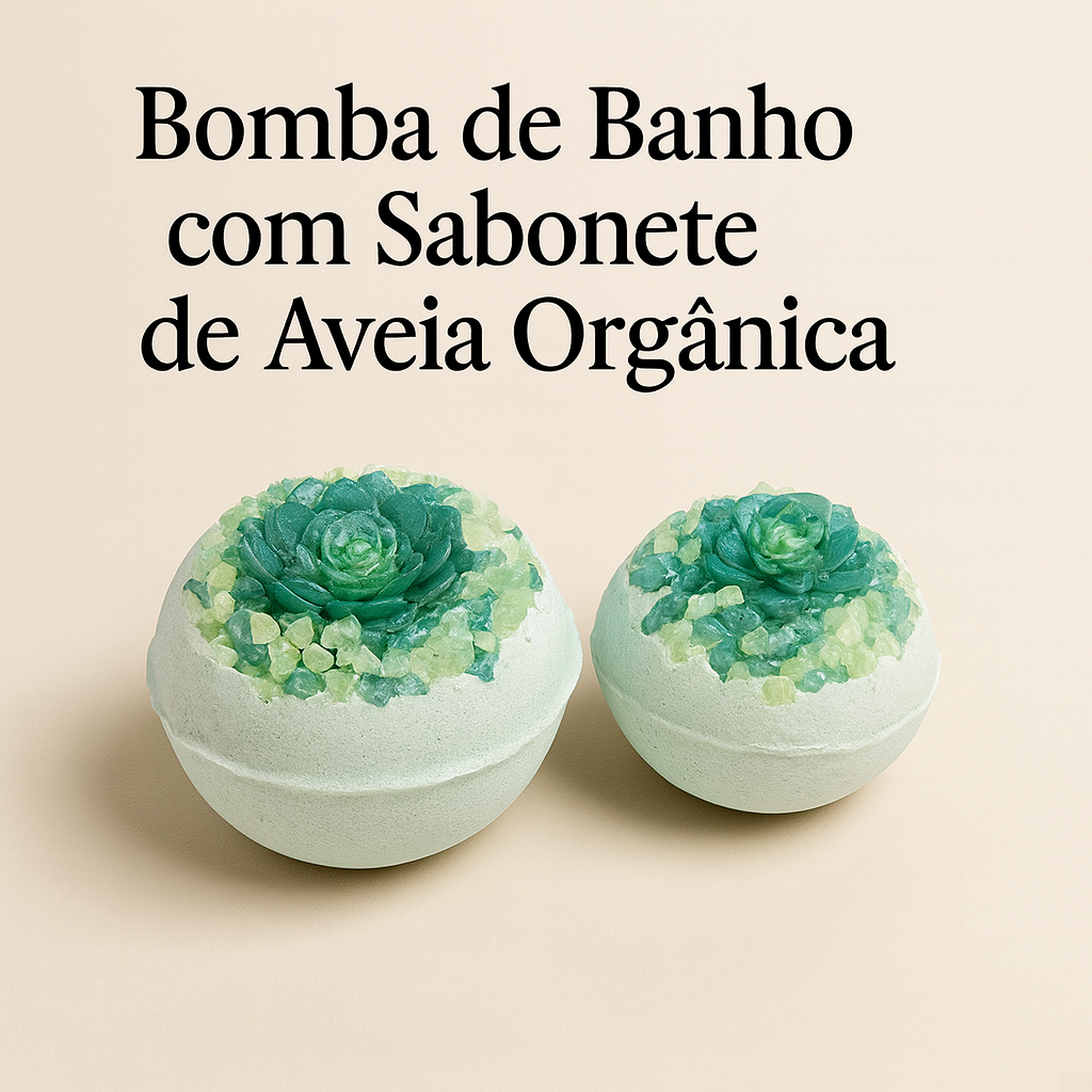 Bomba de Banho Efervescente com Sabonete de Aveia Orgânica – Edição Natural