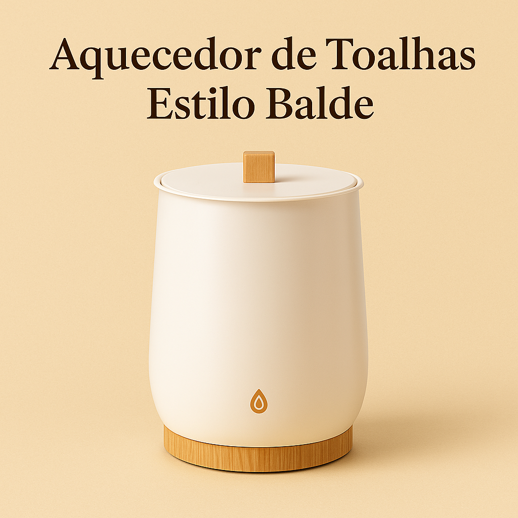 Aquecedor de Toalhas Estilo Balde – Conforto de Spa em Casa