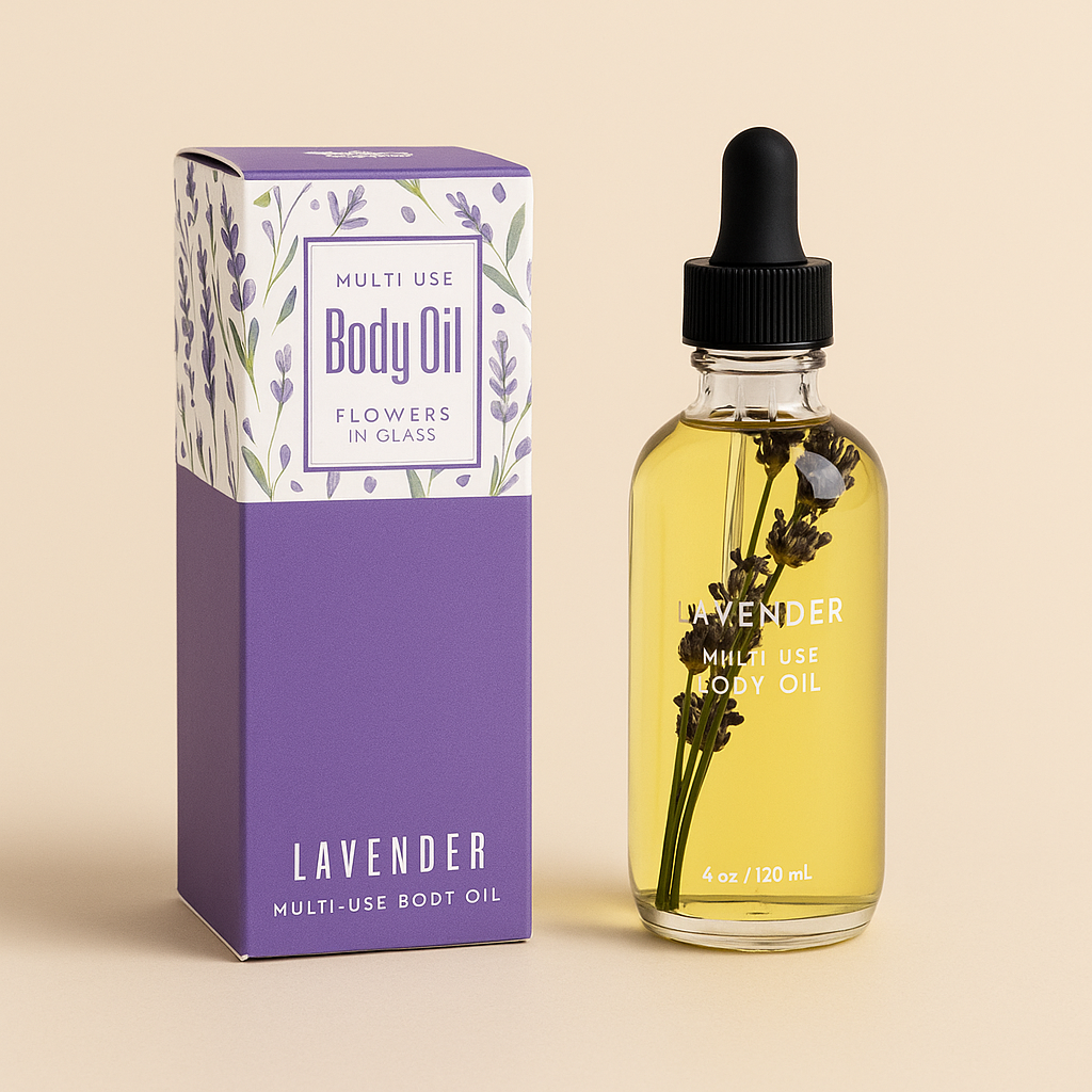 Óleo Corporal Multiuso de Lavanda com Flores Naturais – 120ml